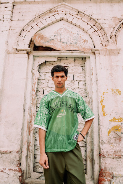 model:male | Pakola Green jersey — front, worn by male model, Lahore campaign