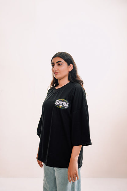 model:female model:studio | Zamana Alumni Tee — three-quarter view, worn by female model, studio