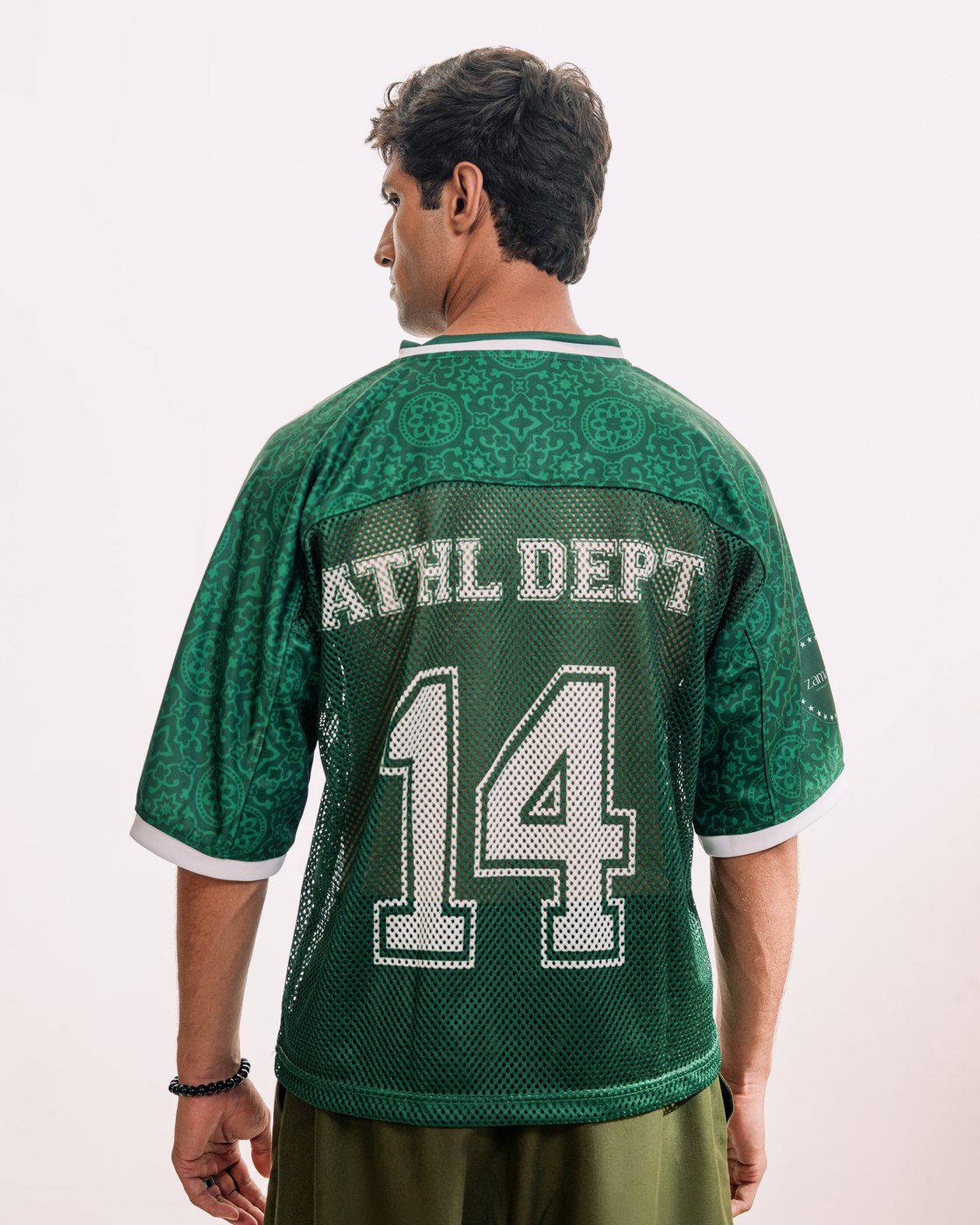 Athletic Department jersey — back with ATHL DEPT 14, studio